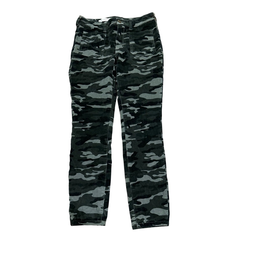 Pilcro by Anthropologie High Rise Skinny Camo Corduroy Green Pants Women Sz 29